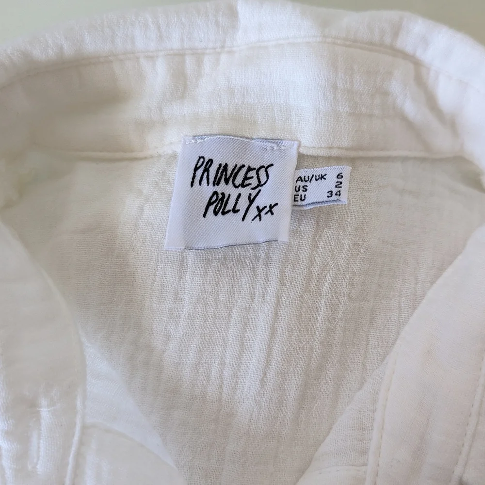 Princess Polly Sienna Button-Down White Shirt - Picture 7 of 9